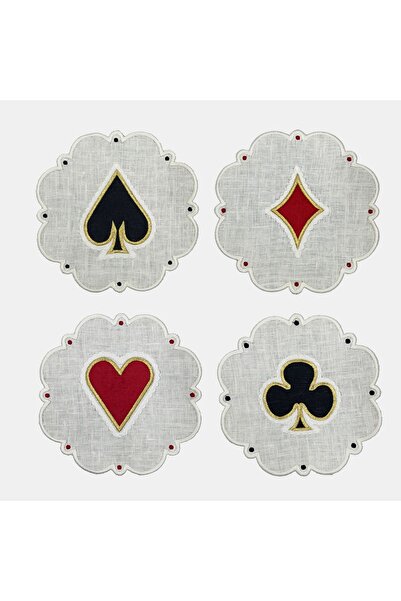 EVİMKOKOŞ مجموعة مناديل كوكتيل موديل بطاقة الورق مكونة من 4 قطع