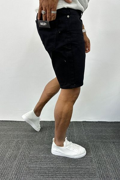 MADZEYMODA Pánské černé džínové šortky Jean