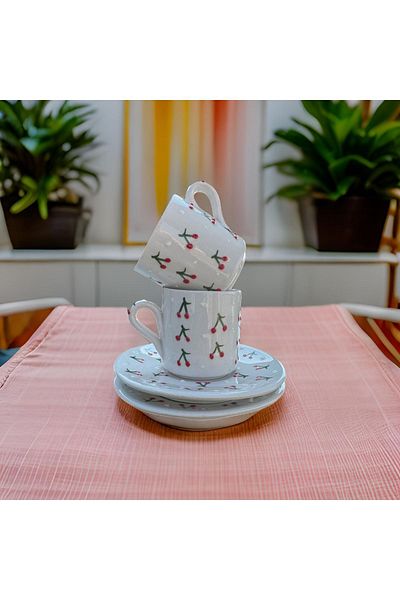 Çiporcal Ceramic Handcrafted Set of 2 Baby Cherry Cups