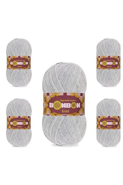 BONBON Cordon din fibre de cristal 5 pachete gri deschis 98233