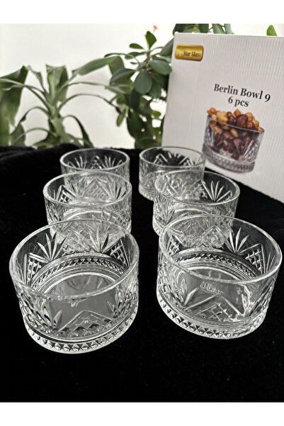 DİBA AVM 6 Pieces Glass Snack Bowl - 235 Cc, Magnolia Pudding Bowl