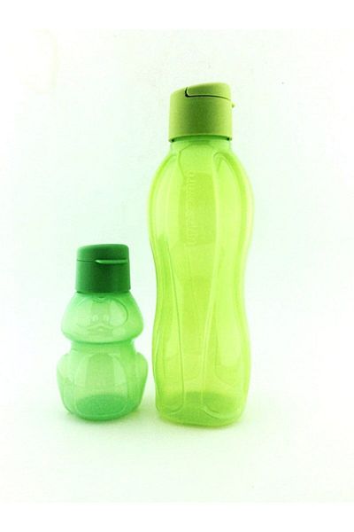 Tupperware Eco Frog Green Bottle - 1 L and 350 Ml Set of 2