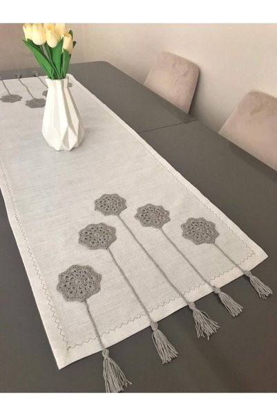 Parla Life Silver Glitter Color Knitted Patterned Runner 45x140 Cm