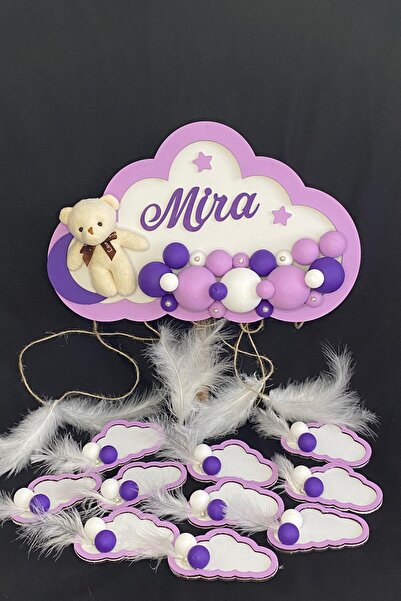 Ahşaplan Bubble Ledli Bulut Bebek Kapı Süsü Ve Bulut Bebek Magnet 10 Adet