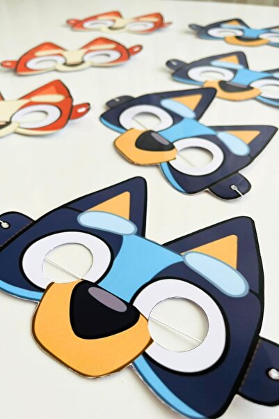 caketopper قناع حفلة عيد ميلاد للأولاد والبنات باللون الأزرق - 6 قطع