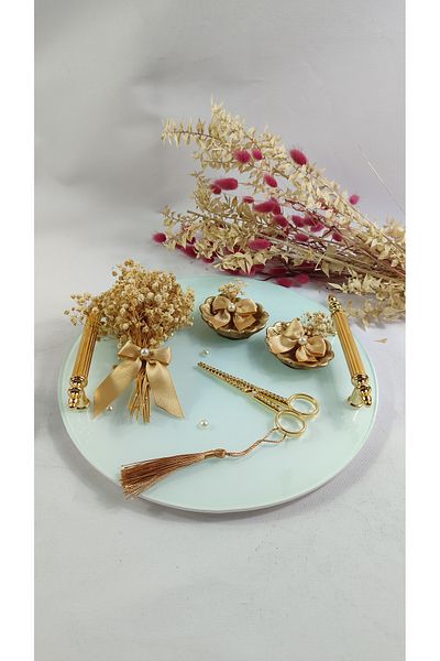 Basic Creation Χρυσός λευκός δίσκος αρραβώνων και αιτήματος με πέρλες - Προσαρμόσιμος για τον ατόμο