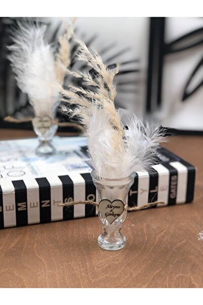 Masalsı Concept 25 Adet Tüy Süslemeli İsimli Dekoratif  Söz Nişan Nikah Düğün...