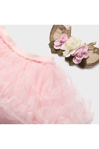 MAYORAL طقم توتو وشريط للفتيات الصغيرات منقوش بالزهور الوردية - L25K2803