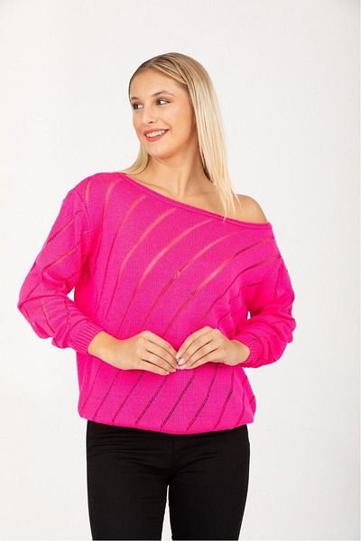 Su Moda Pulover tricotat pentru femei - gaură fină, umăr căzut mercerizat, potrivire confortabilă