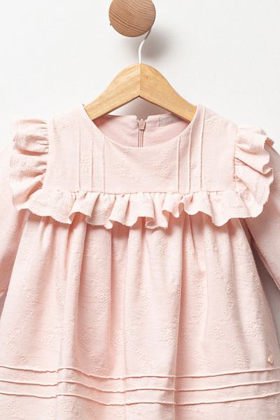 Cassiope Patterned and Ruffled Balloon Sleeve Baby Girl Dress for Special Occasions