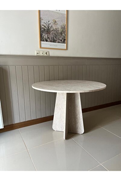 Seyvey Dizayn TRAVERTEN GÖRÜNÜMLÜ MDFLAM  MASA YEMEK MASASI MUTFAK MASASI ÇALIŞMA MASASI BALKON MASASI MDFLAM