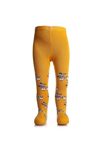 Hello Baby Zebra Printed Mustard Colored Baby Girl Clothing - Non-Slip Sole Pantyhose