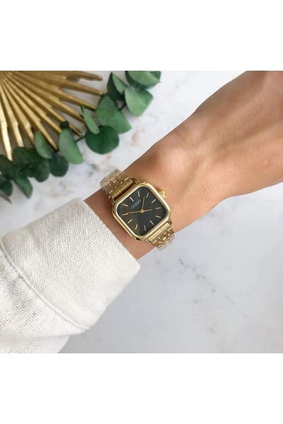 OQQO Melian Black Dial Gold Cord Women's Wristwatch