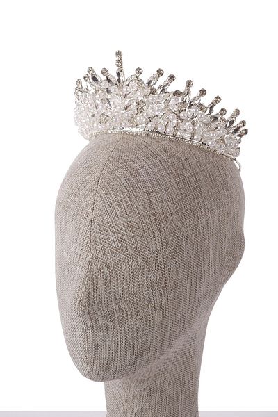 Hayalperest boncuk White Bridal Henna Wedding Crown - Crystal Stone and Bead Decoration