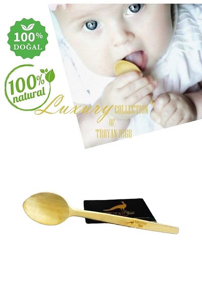TROYAN 1868 Genuine Natural Boxwood Food Spoon (sweet spoon) 1stClass Boxwood Small Size (15 CM)