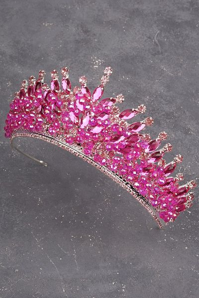 Hayalperest boncuk Pink Bridal Henna Wedding Crown - Crystal Stone and Bead Decoration