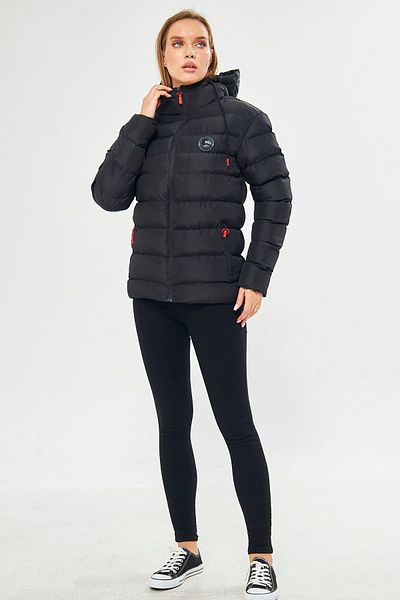 Caghla Women's Black Water and Windproof Hooded Winter Puffer Coat