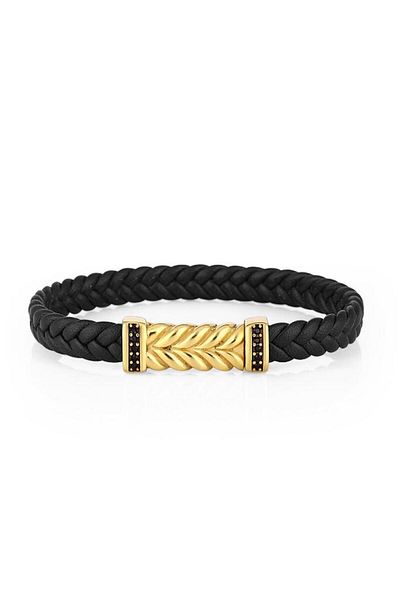 Daniel Klein Black Leather Men's Bracelet - Dkj.4.2178l.3 Knitted Detail