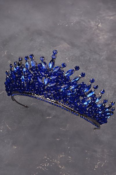 Hayalperest boncuk Navy Blue Bridal Henna Wedding Crown - Crystal Stone and Bead Decoration