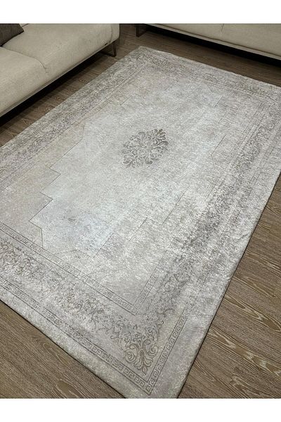 ALLGELSİN 6m2 Meter Square Washable Carpet Cover - 200x300cm, Elastic Bottom, Modern Striped