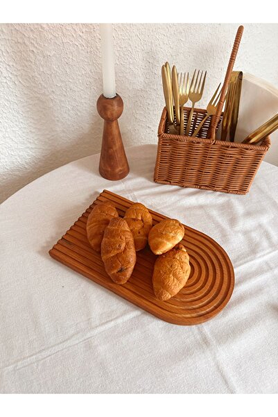 KaiHome Doğal Ahşap Oymalı Yarım Gökkuşağı Ahşap Tepsi/Sunum Tepsisi/Sunumluk/Banyo Tepsisi