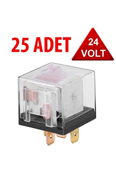 İncirOTO Üniversal Röle 24 Volt ( 40 Amper ) Şeffaf 5 Uçlu 24v 25 Adet Mini Röle Şeffaf Röle 24 Volt Ledli