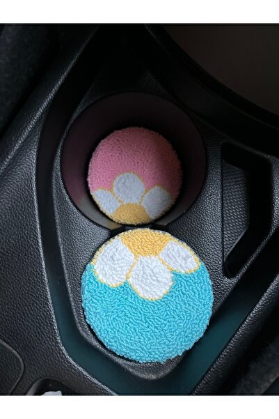 AKBAŞ DESİGN طقم كوب ووعاء سيارة مطرز مكون من قطعتين