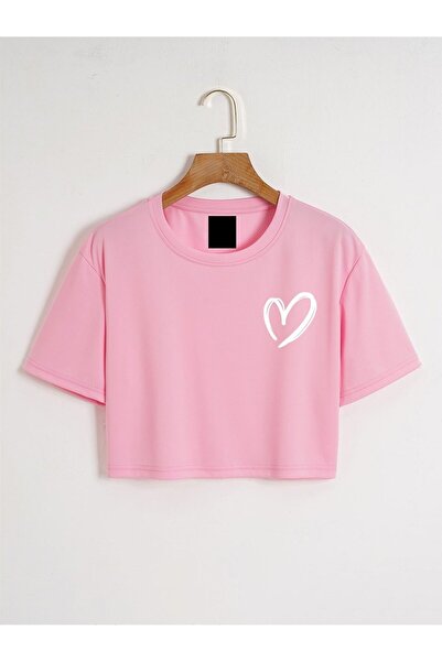 DAXİS Sportwear Company KADIN KALP BASKILI CROP T-SHIRT DAXİS Sportwear Company