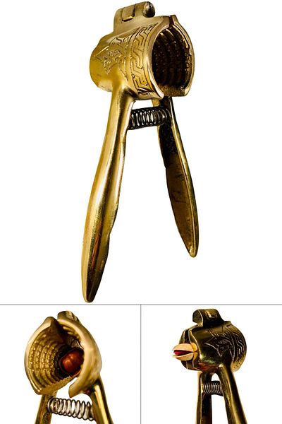 Naturo Market Hazelnut Cracker Special Production Cast Brass Material Yellow