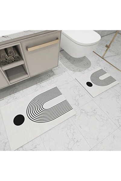 Royalte Σετ μοντέρνα χαλάκια μπάνιου με αντιολισθητική βάση και πλενόμενη ψηφ...