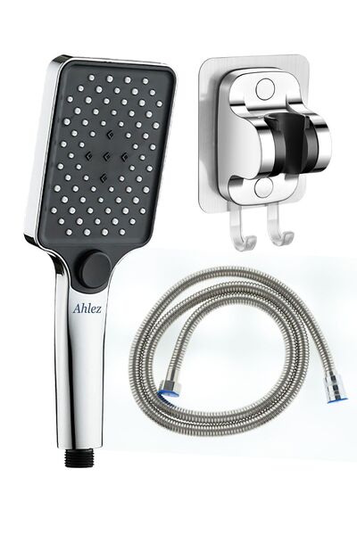Ahlez Aqua Kare 3 Fonksiyon Duş Başlığı , Askılıklı Yapışkanlı Duş Askısı ve ...