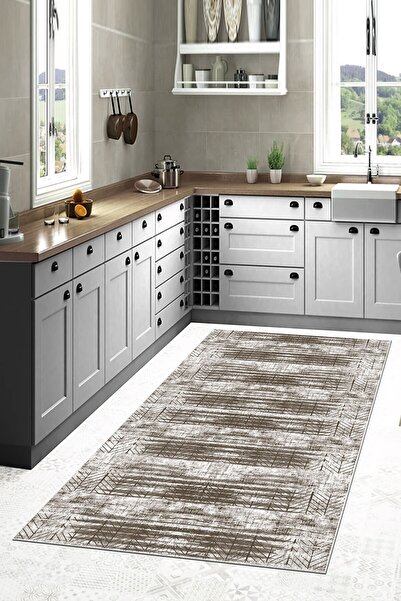 Zeria Home Kaymaz Taban Dijital Baskı Yıkanabilir  Mutfak Halısı Oturma Odası...