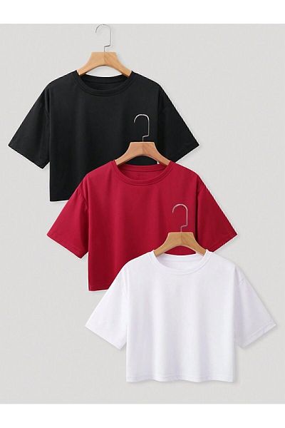 DAXİS Sportwear Company Tricou crop pentru femei din 3 piese - DAXİS Sportwear Company