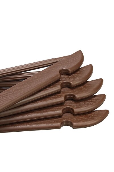 İstoç AVM 12 Adet Ahşap Görünümlü Askı Premium Serisi Kutulu Kıyafet Elbise Gömlek Askısı Kahverengi