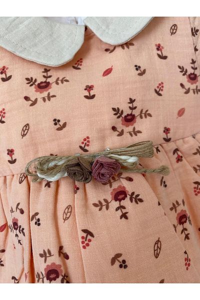 Butik Muslin Fabric Flower Printed Baby Girl Dress