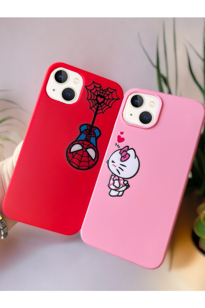 enfein Poycase Spider Ve Kitty Tasarımlı Yüksek Kalite Içi Kadife Çift Couple Telefon Kılıfı