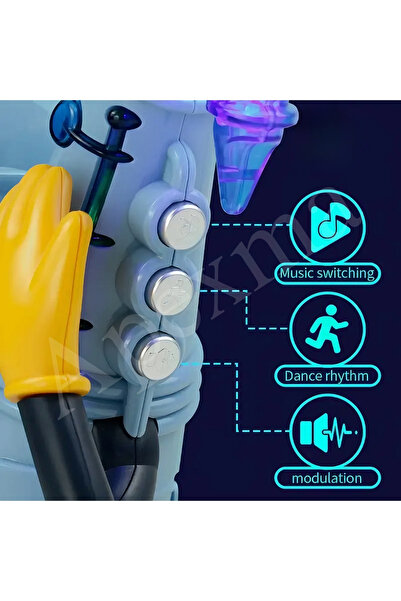 Apexma Sesli Işıklı Müzikli Hareket Eden Saksafon Yürüyen Robot