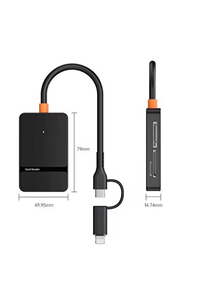 Genel Markalar ADS-315 Lightning + USB-C MS CF TF/SD DHC SDXC Kamera Tak Çalıştır Type C USB 3.0 Data Kart Okuyucu