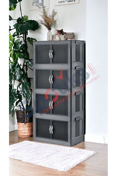 Spotiks Fold & Go| 4 Tiers| 55 Lt| Wheeled| Double Cover| Multi-Purpose Portable Cabinet