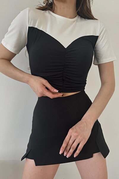 Defile Μπλούζα από κρεπ με μοτίβο και λεπτομέρεια με κορδόνι