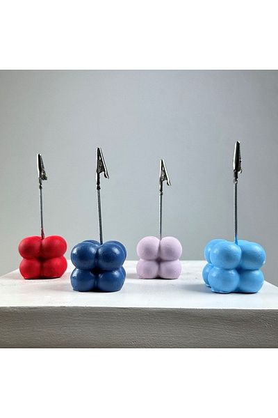 oasis decoration Bubble Note Holder Set of 4 ( Red - Pink - Light Blue - Gray Blue)
