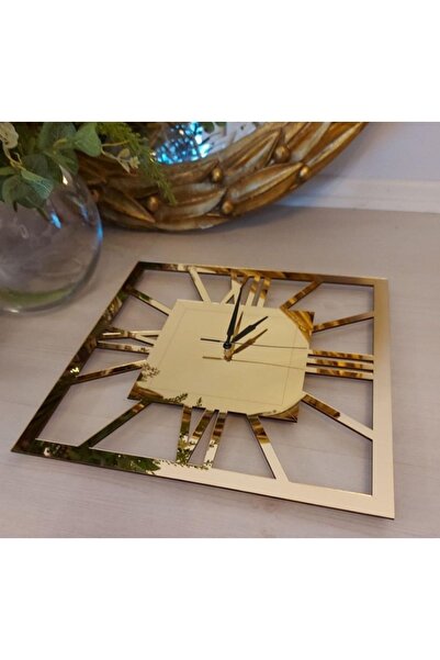 NİSANEST ساعة حائط زجاجية MDF مزخرفة مربعة الشكل مقاس 40 × 40 سم