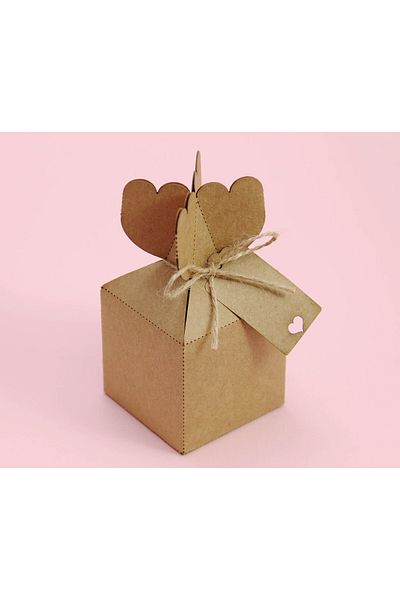 Tasarım Şeker 25 Pieces Bonbon Shaped Kraft Cardboard Box - Henna Cookie Candy and Gift Box