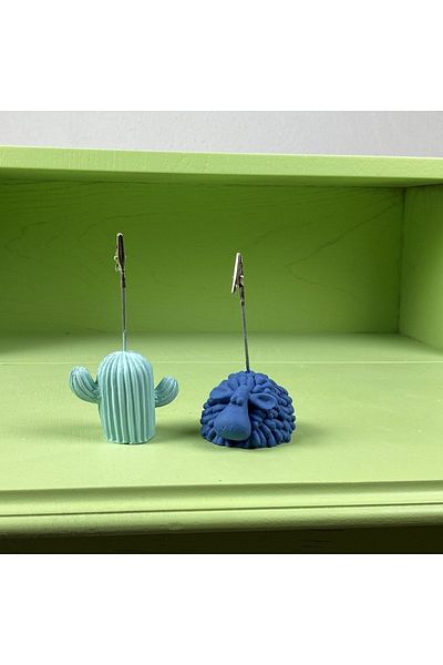 oasis decoration Mint Colored Cactus And Gray Blue Lamb 2-Piece Note Holder