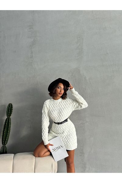 Nosia Cross Braided Casual Knitwear Tunic