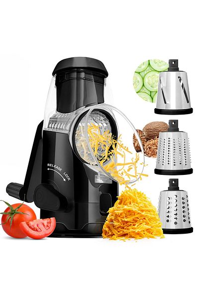 AROW Black Crusher Slicer and Grinder Grater - Manual Food Processor