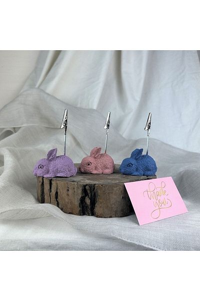 oasis decoration Rabbit 3-Piece Note Holder Set ( Grey Blue - Antique Pink - Purple ), Photo Holder