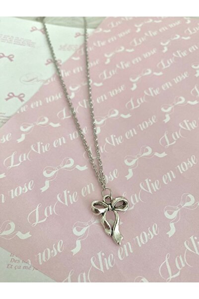 bohemian takı tasarim Coquette Fiyonklu Kolye Gümüş Kaplama