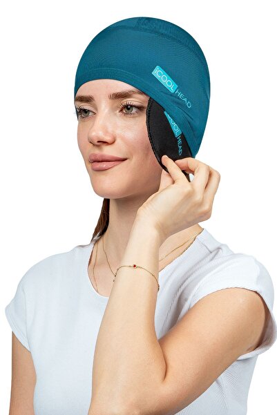 iCool Head Migren Ve Baş Ağrısı Giderici Başlık, Sıcak Ve Soğuk Kompres Şapka, Buz Paketi Bandaj (PETROL YEŞİL)