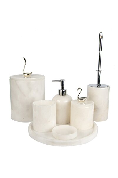 marandmore Σετ μπάνιου Rolin White Marble 7 τεμαχίων - Silver Swan